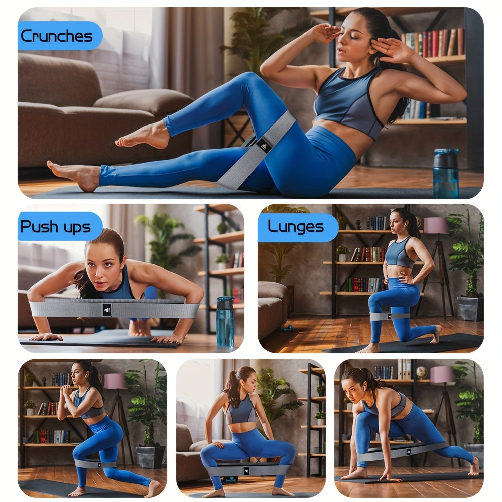 Evoland 3pcs Resistance Bands Set For Leg & Butt Training - Elastic Workout Bands With Varying Levels Of Resistance, Non-Slip Fabric, Ideal For Home Gym Fitness Enthusiasts