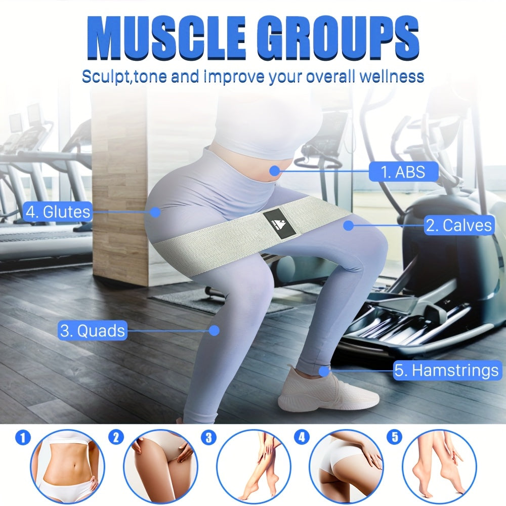 Evoland 3pcs Resistance Bands Set For Leg & Butt Training - Elastic Workout Bands With Varying Levels Of Resistance, Non-Slip Fabric, Ideal For Home Gym Fitness Enthusiasts
